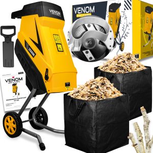 ROZDRABNIACZ ELEKTRYCZNY RĘBAK DO GAŁĘZI 45MM MOCNY SILNIK 2X ZBIORNIK 45L